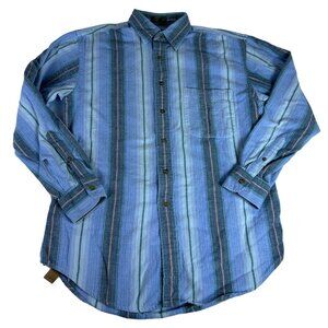 Casual Classics Lord & Taylor Striped Button Up Shirt Men's M Faded Long Sleeve